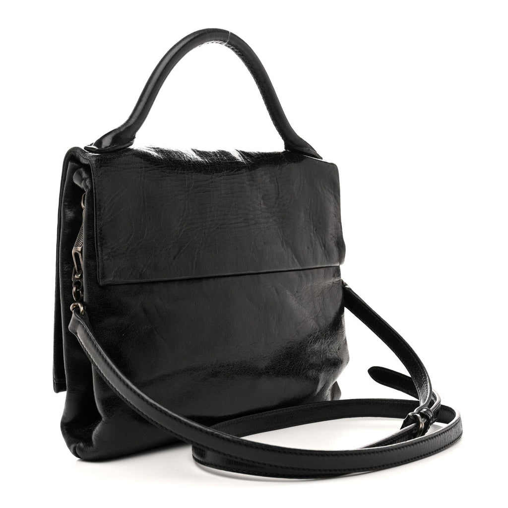 Vitello Shine Crystal Shoulder Bag Black