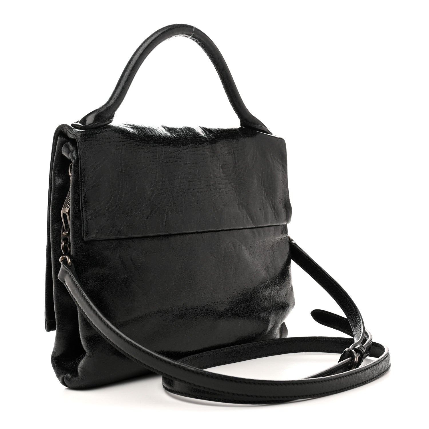 Vitello Shine Crystal Shoulder Bag Black