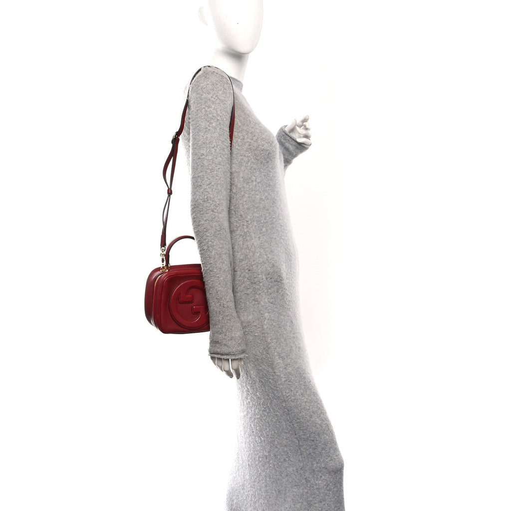 Sakai Be Green Calfskin Diagonal Stitched Blondie Top Handle Bag Rosso