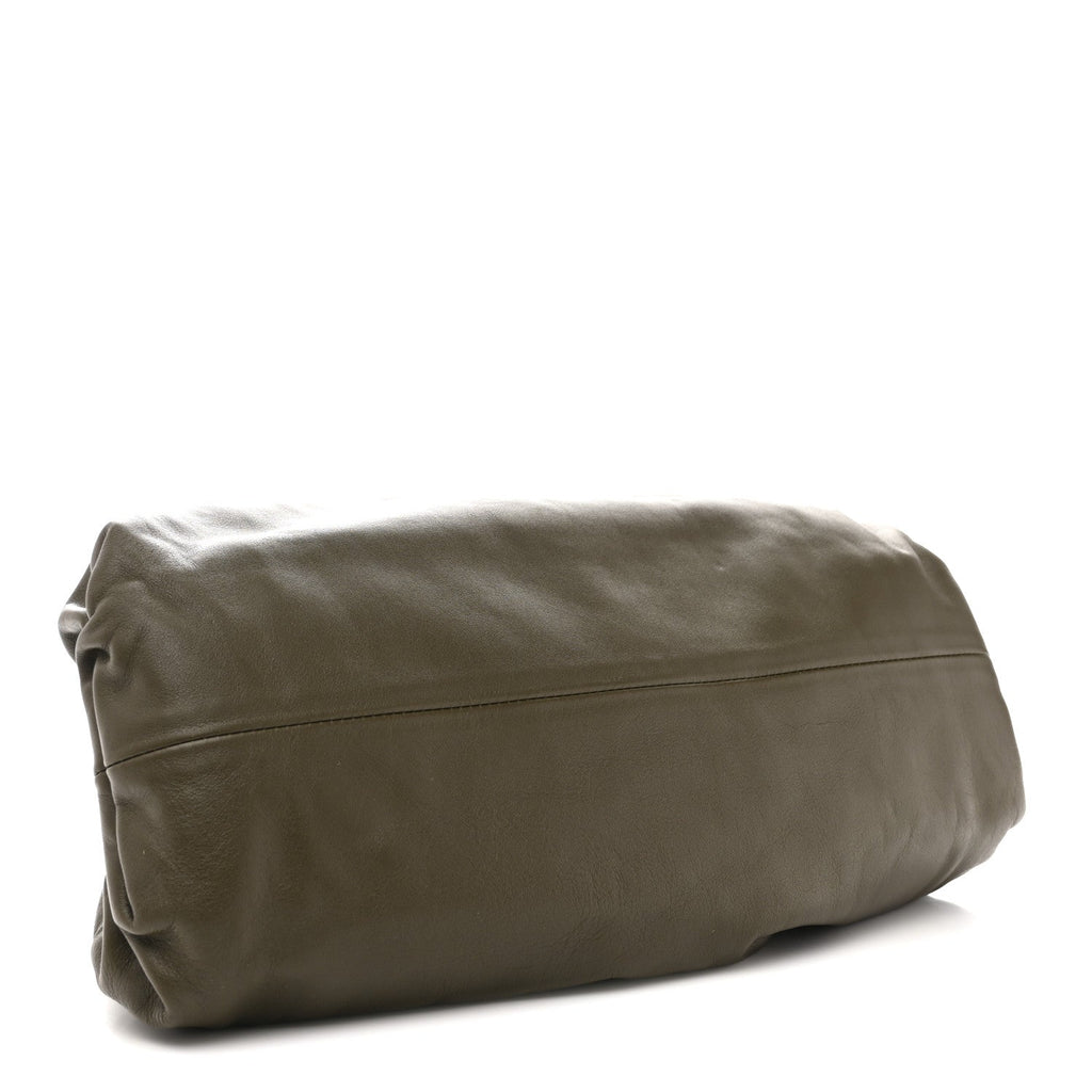 Smooth Butter Calf The Pouch Oversized Clutch Kaki Fondent