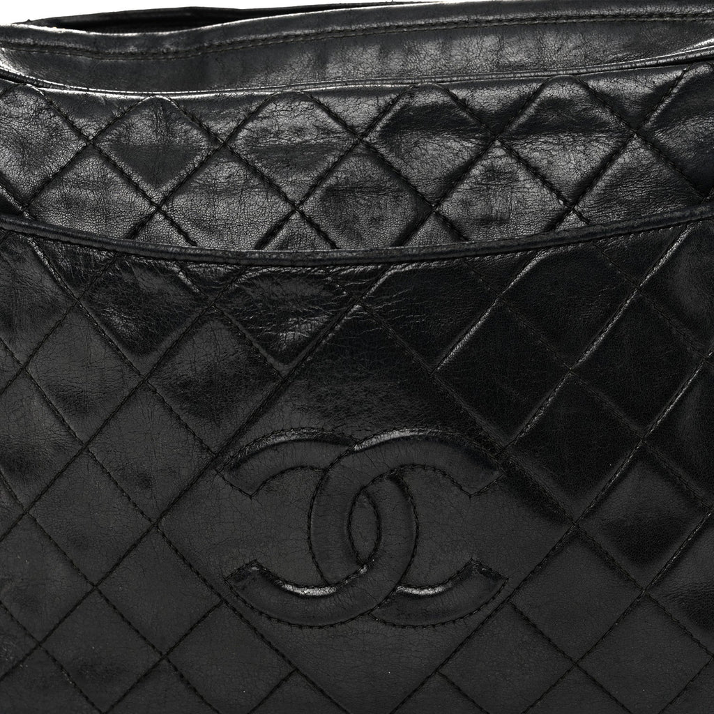 Lambskin Quilted CC Tassel Camera Case Black