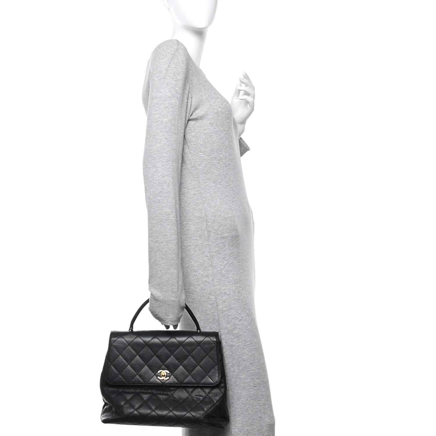 Caviar Quilted Jumbo Kelly Flap Black