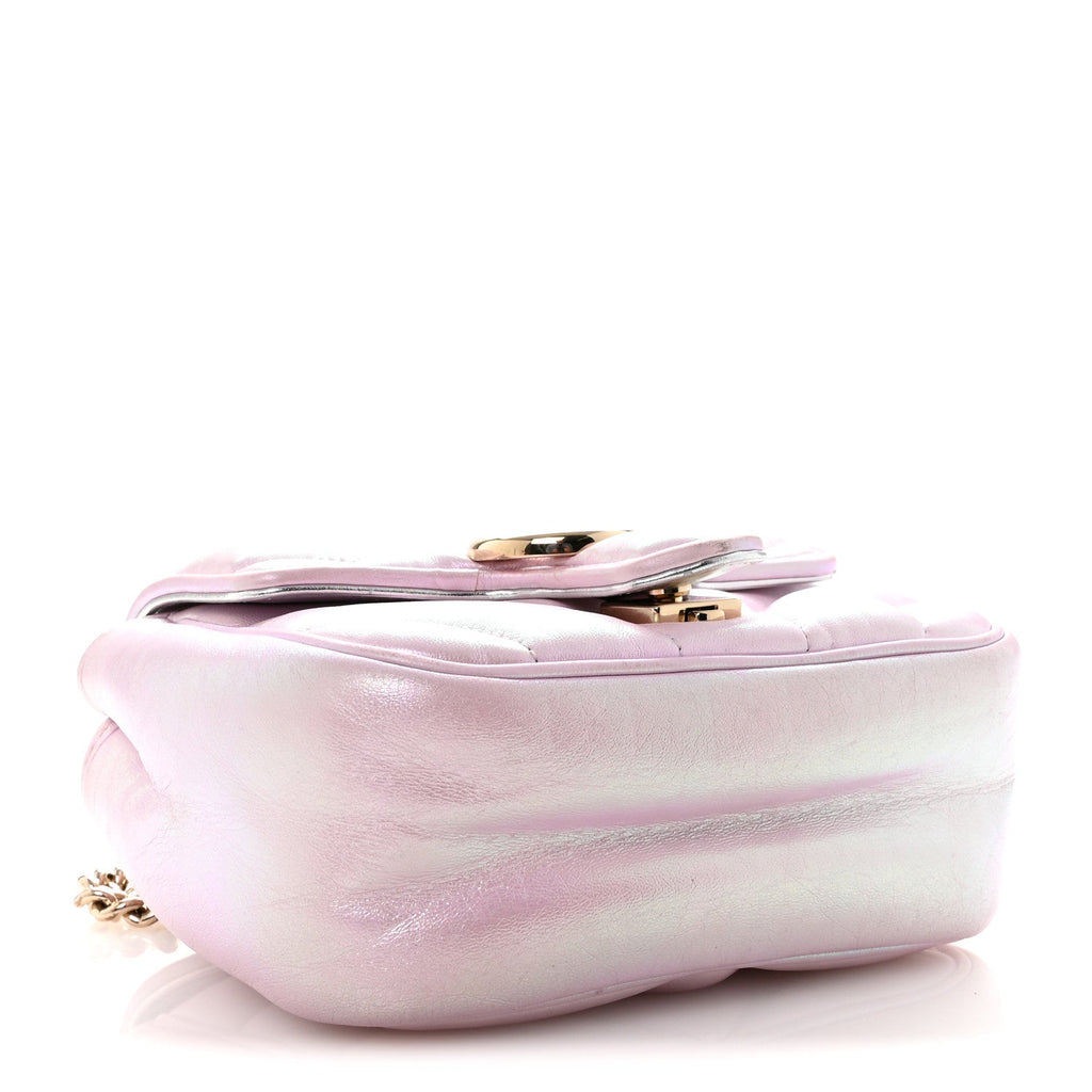Iridescent Nappa Chevron Matelasse Mini GG Marmont Shoulder Bag Iridescent Escape Pink