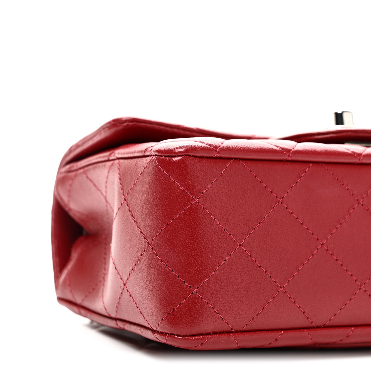 Lambskin Quilted Mini Rectangular Flap Red