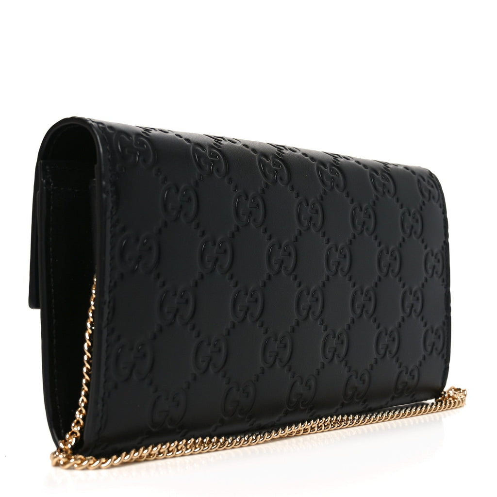 Guccissima Padlock Chain Wallet Black