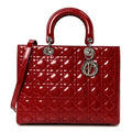 Patent Cannage Large Lady Dior Red