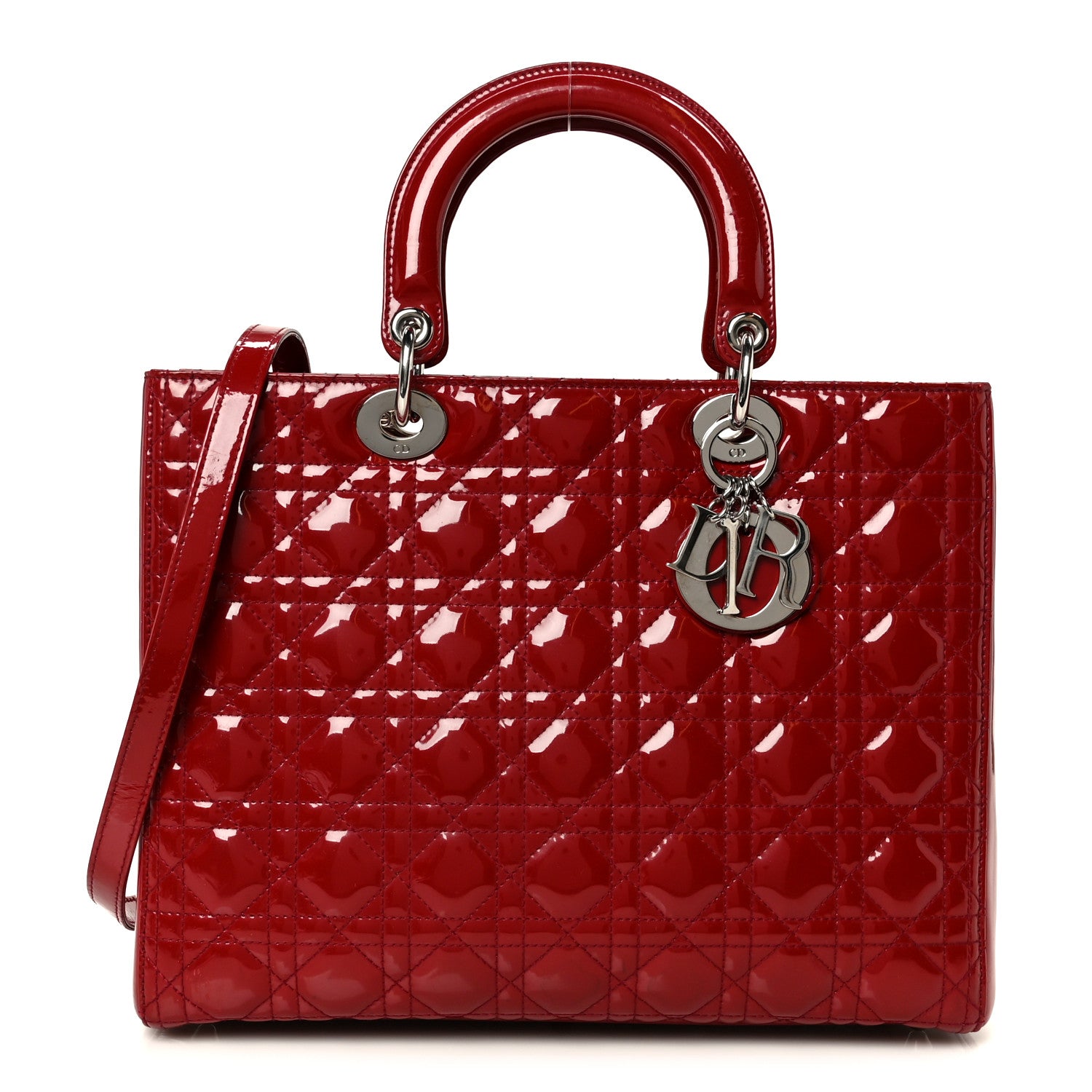 Patent Cannage Large Lady Dior Red