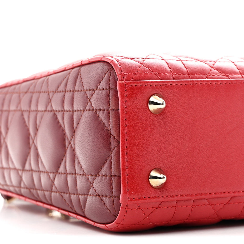Lambskin Cannage Small Bi-Color Lady Dior Rouge Multicolor