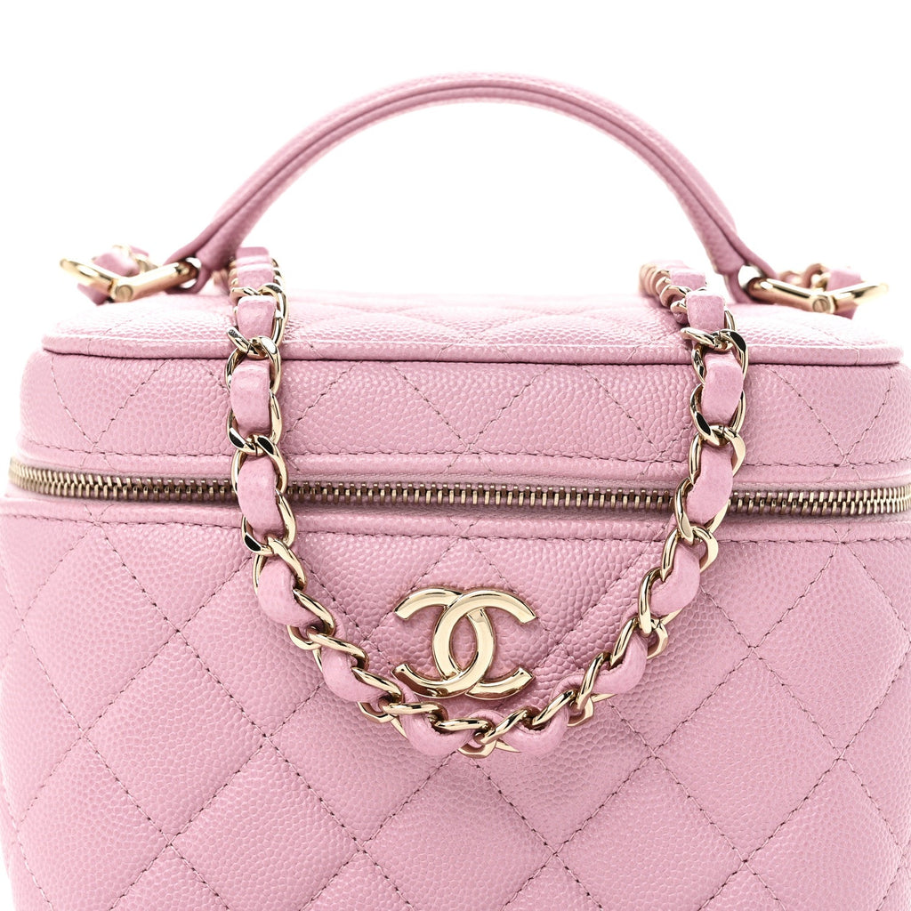 Caviar Quilted Small CC Vanity Case Pink