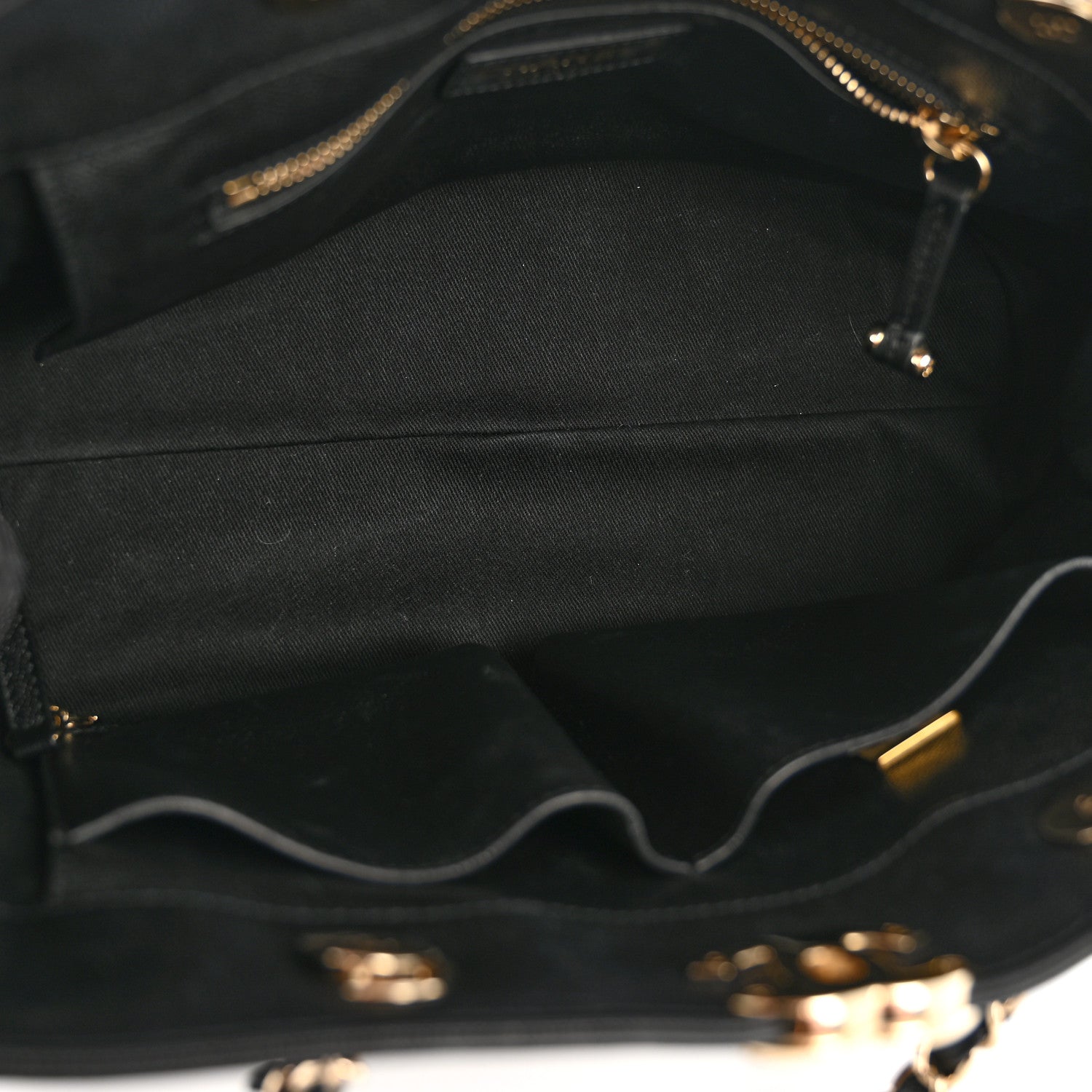 Caviar Quilted Small Shopping Tote  Black