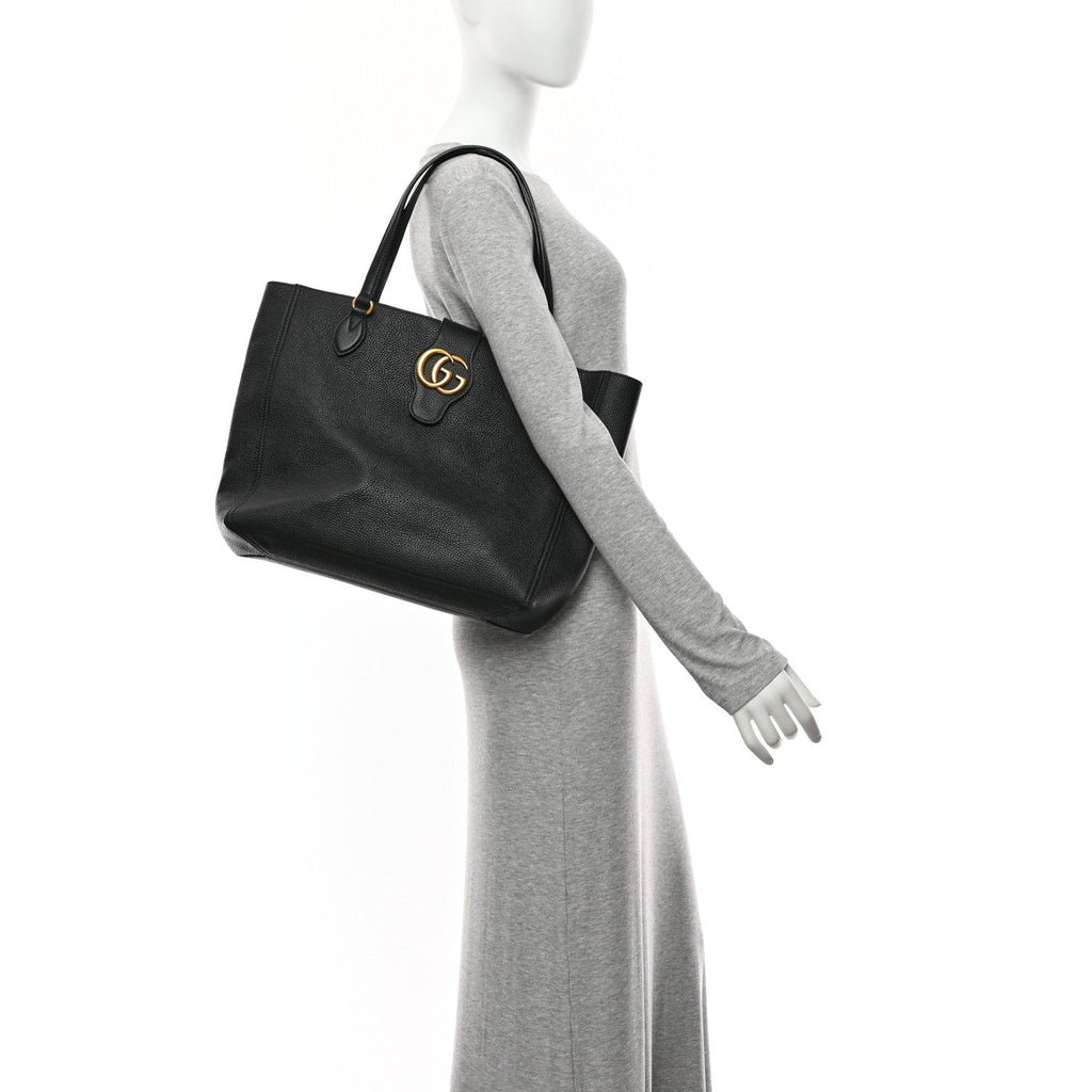 Grained Calfskin Small Dahlia Tote Black