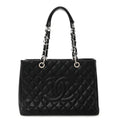 Caviar Quilted Grand Shopping Tote GST Black