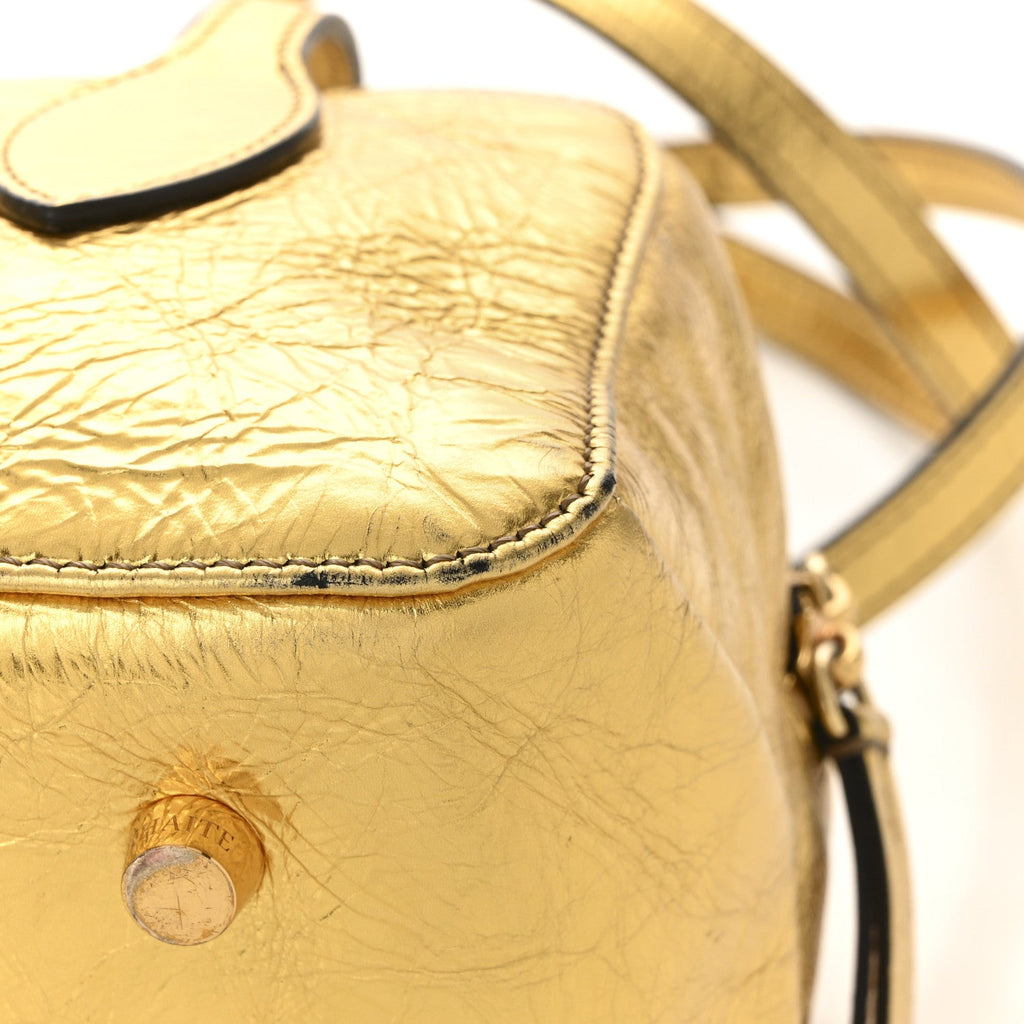 Metallic Calfskin Small Maeve Bag Gold