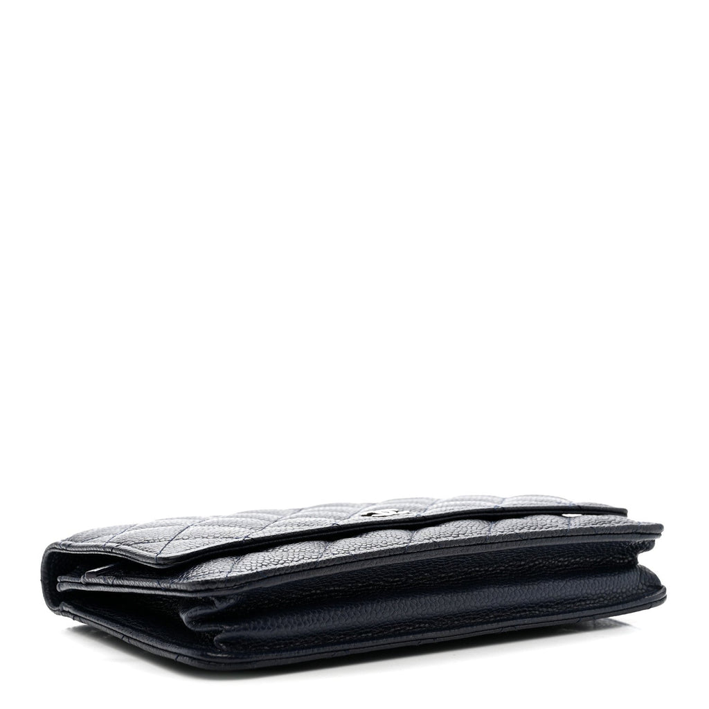 Caviar Quilted Wallet on Chain WOC Navy Blue