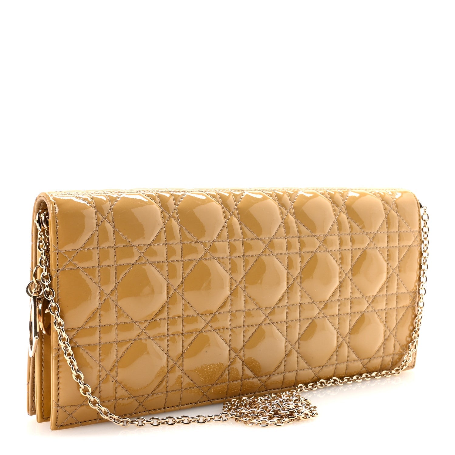 Patent Cannage Lady Dior Convertible Clutch Beige