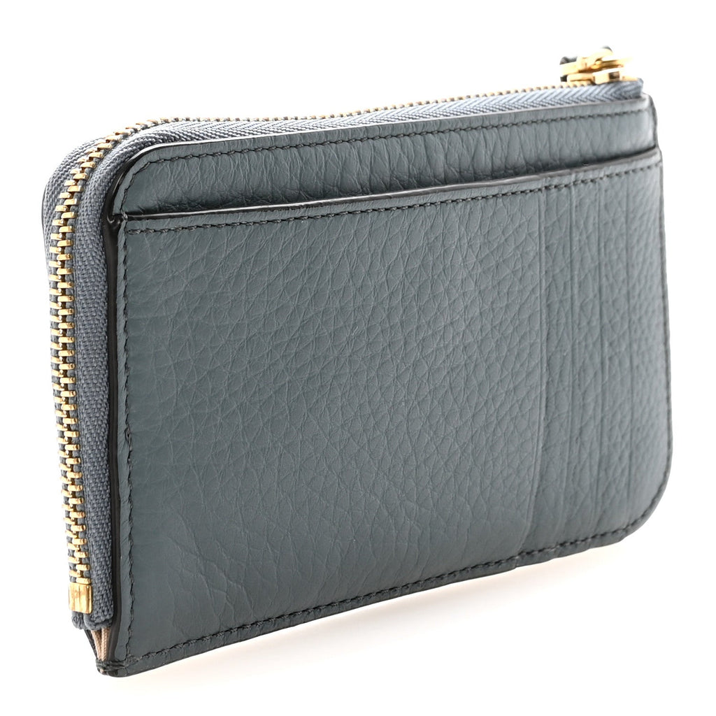 Grained Calfskin Alphabet Zip  Holder Cloudy Blue