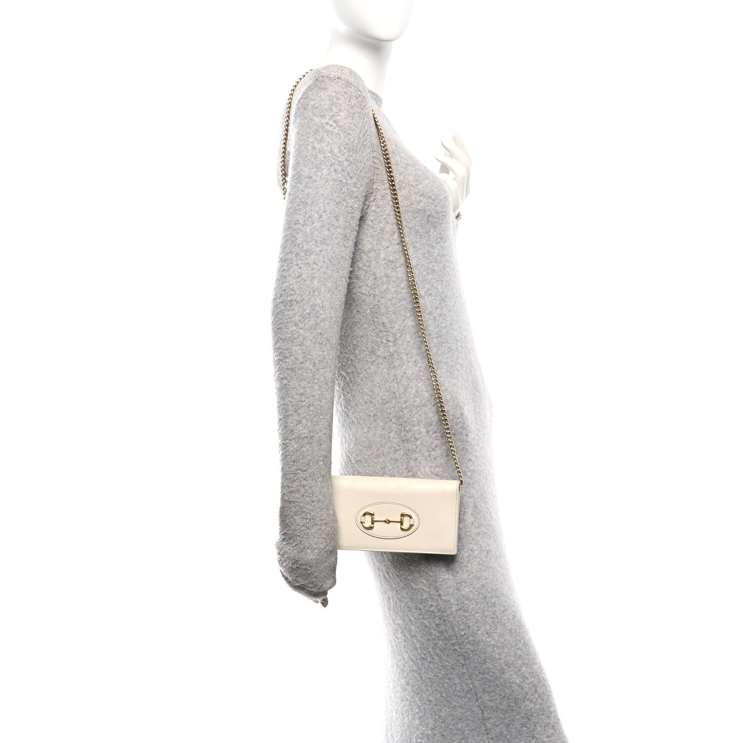 Boarded Plutone Calfskin Horsebit 1955 Wallet On Chain Mystic White