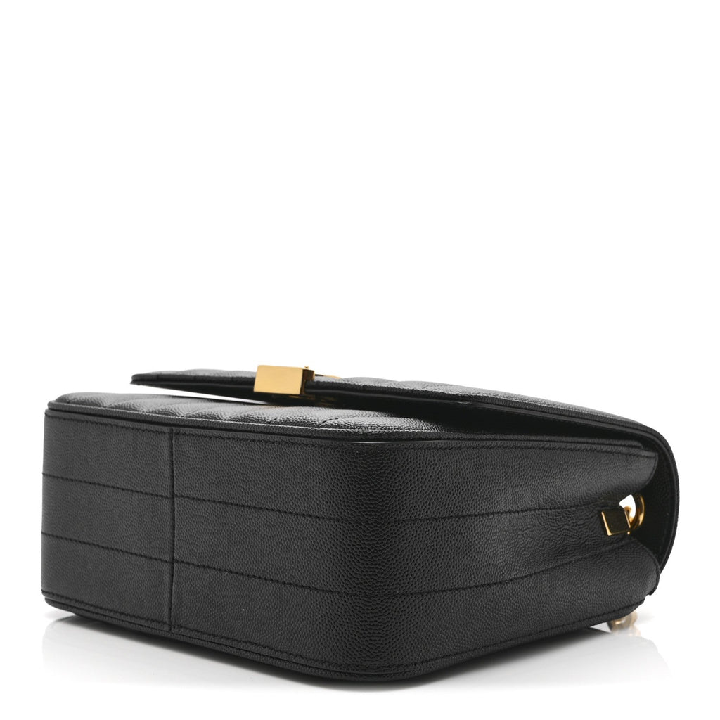 Grain De Poudre Matelasse Monogram Medium Vicky Chain Bag Black