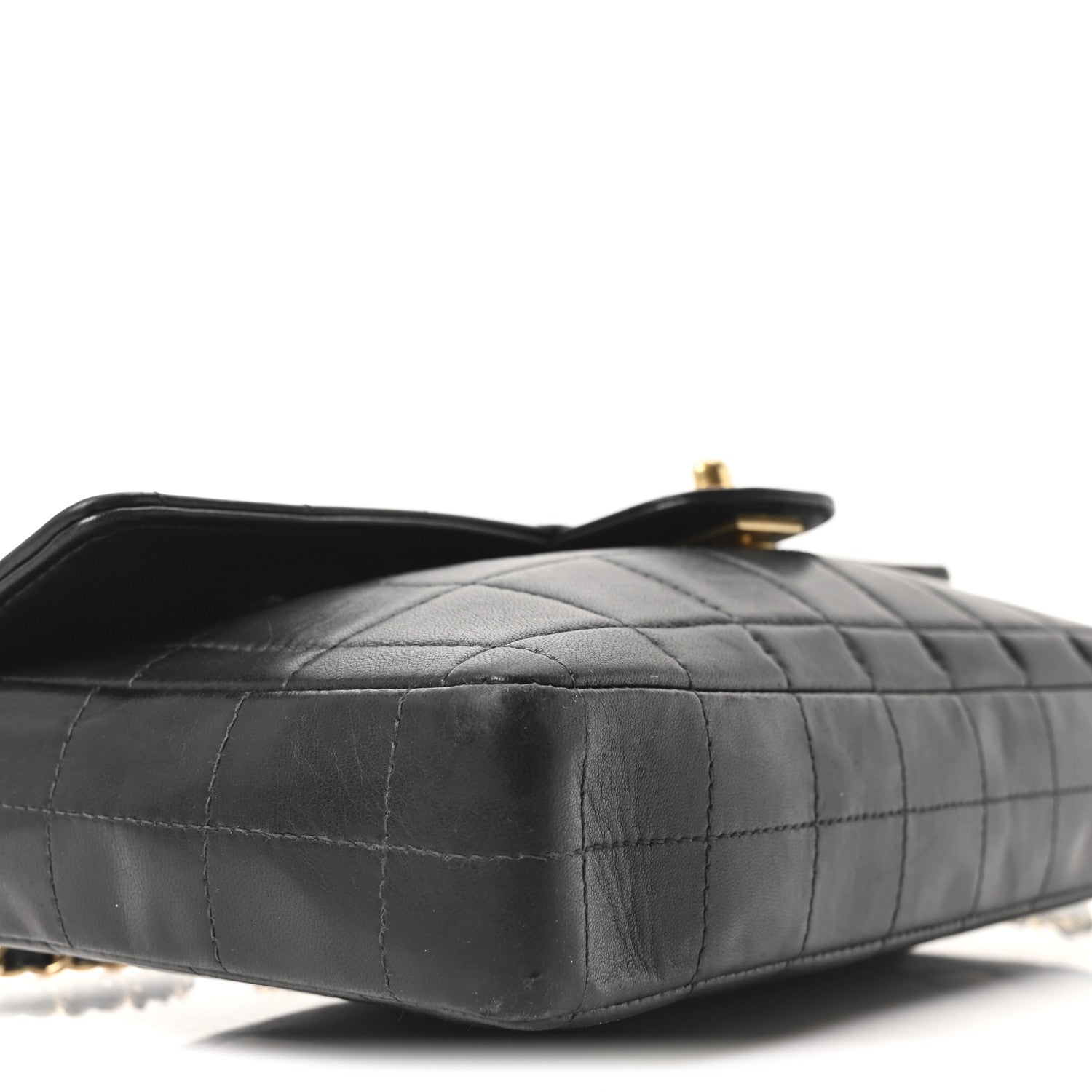 Lambskin East West Chocolate Bar Flap Black