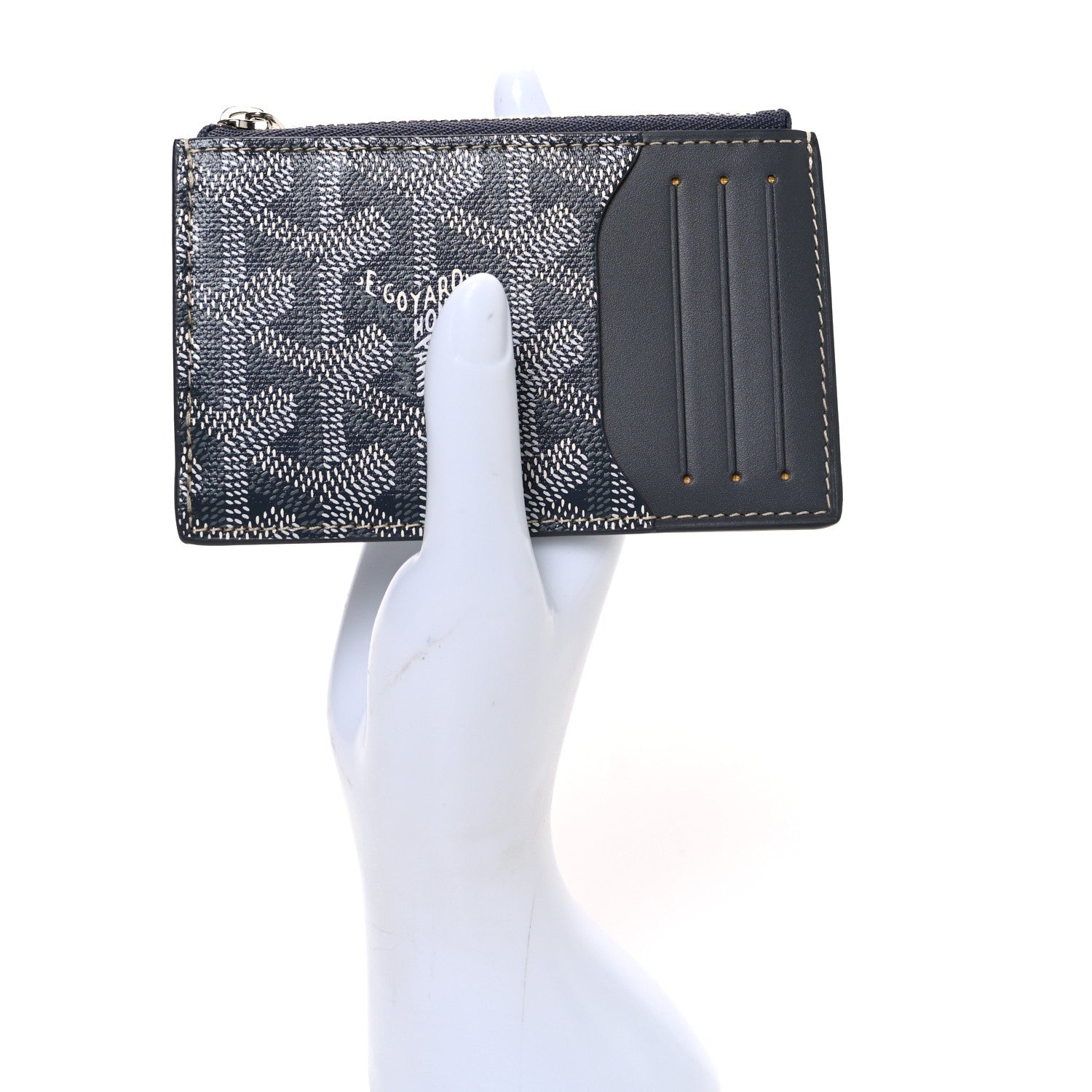 Goyardine Bourbon Zipped  Holder Grey