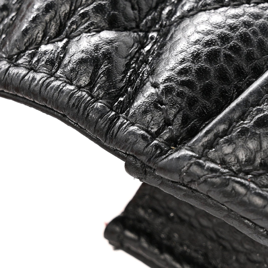 Caviar Quilted Flap  Holder Wallet Black
