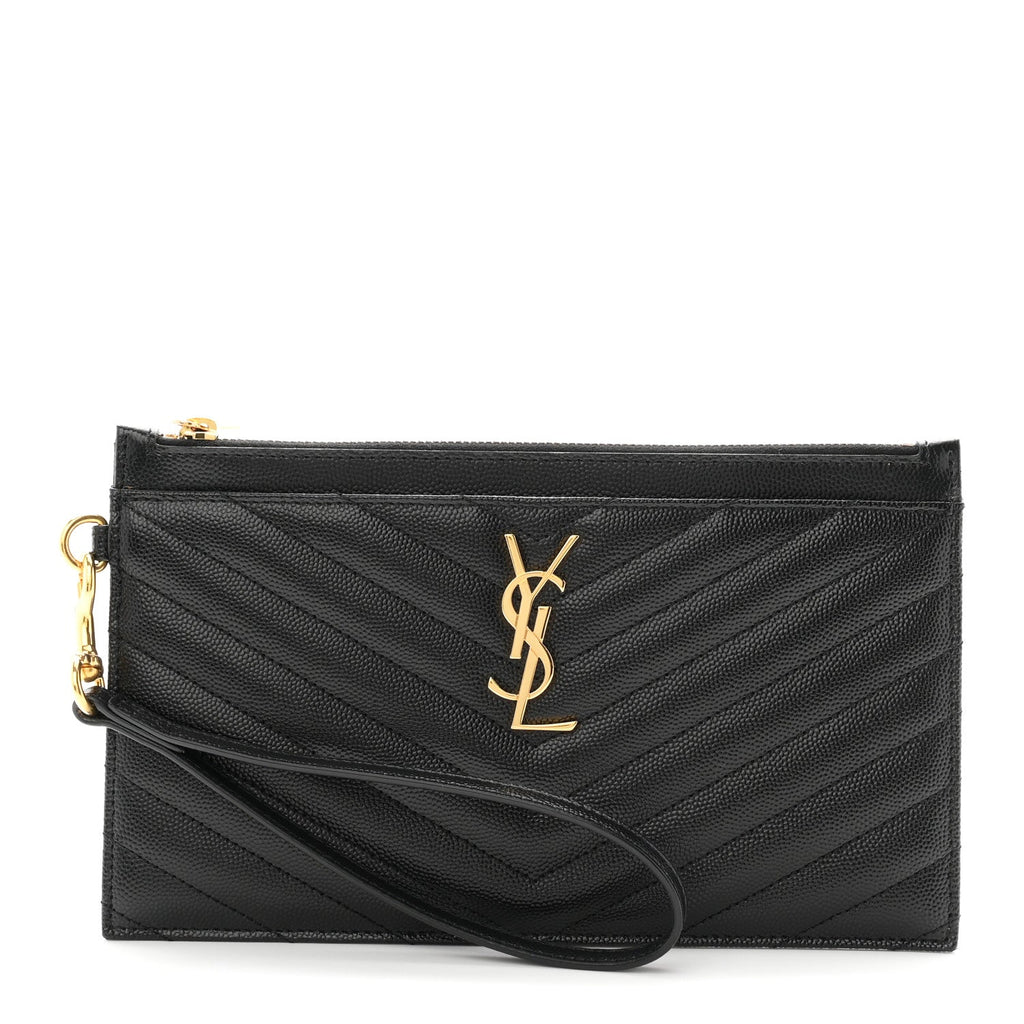 Grain De Poudre Chevron Monogram Large Bill Pouch Black