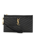 Grain De Poudre Chevron Monogram Large Bill Pouch Black