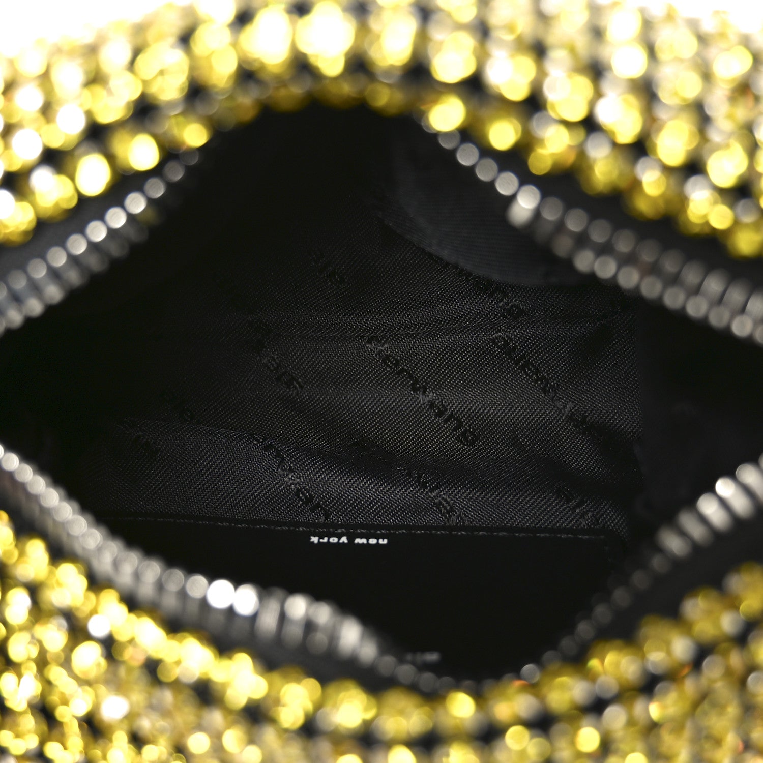 Mesh Crystal Rhinestone Mini Heiress Pouch Porcelain