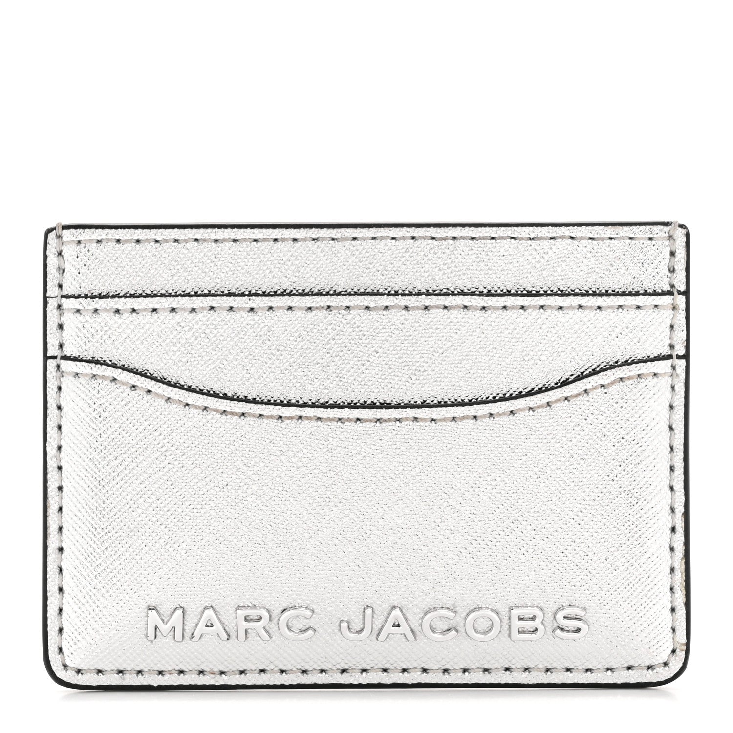 Metallic Saffiano holder Silver