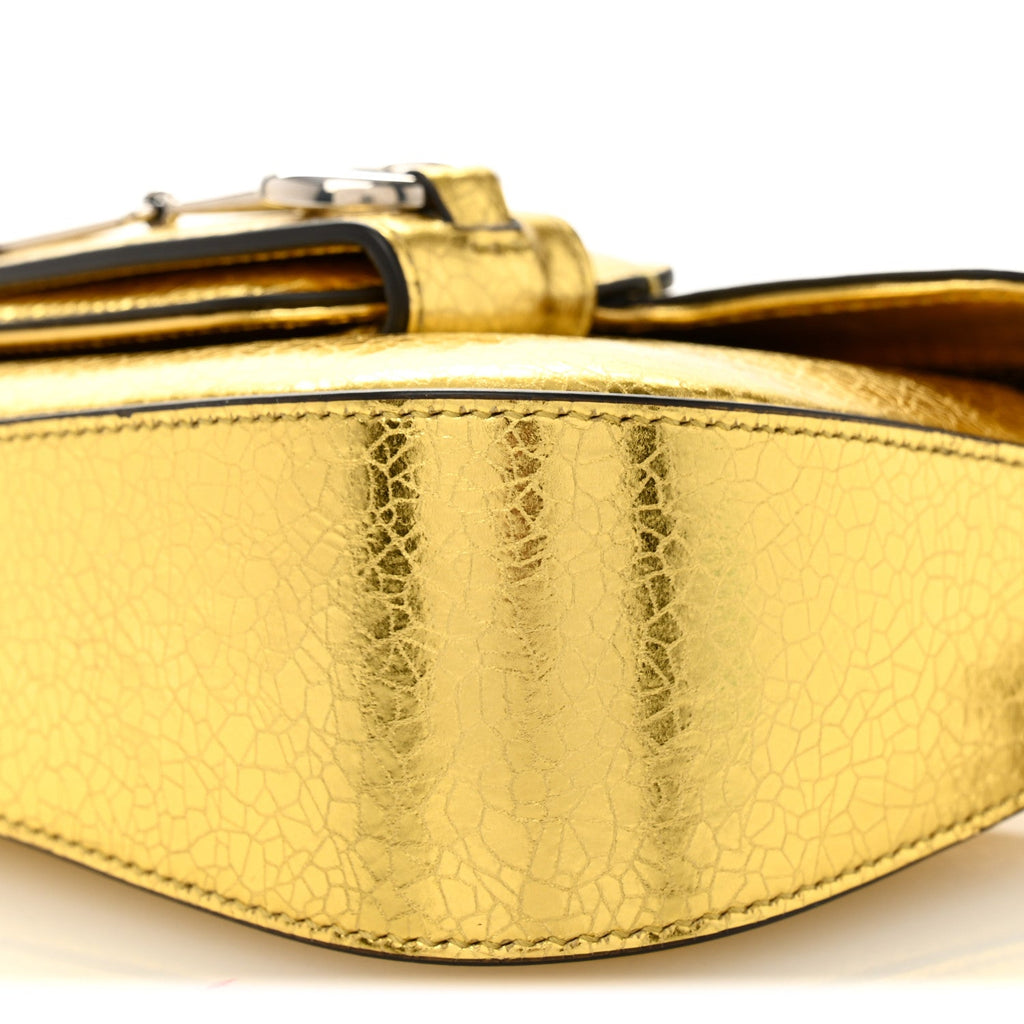 Metallic Demetra Mini Horsebit 1955 Asymmetric Shoulder Bag Gold