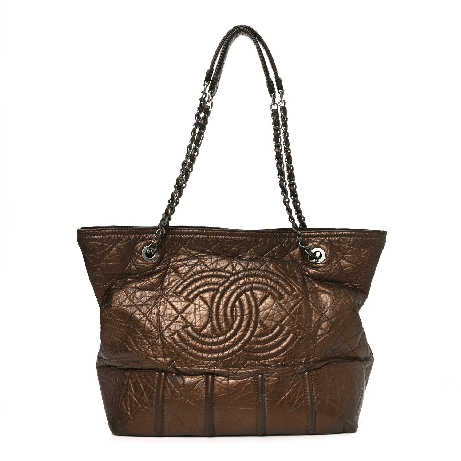 Metallic Aged Calfskin Large Shopping In Moscow Tote Bronze