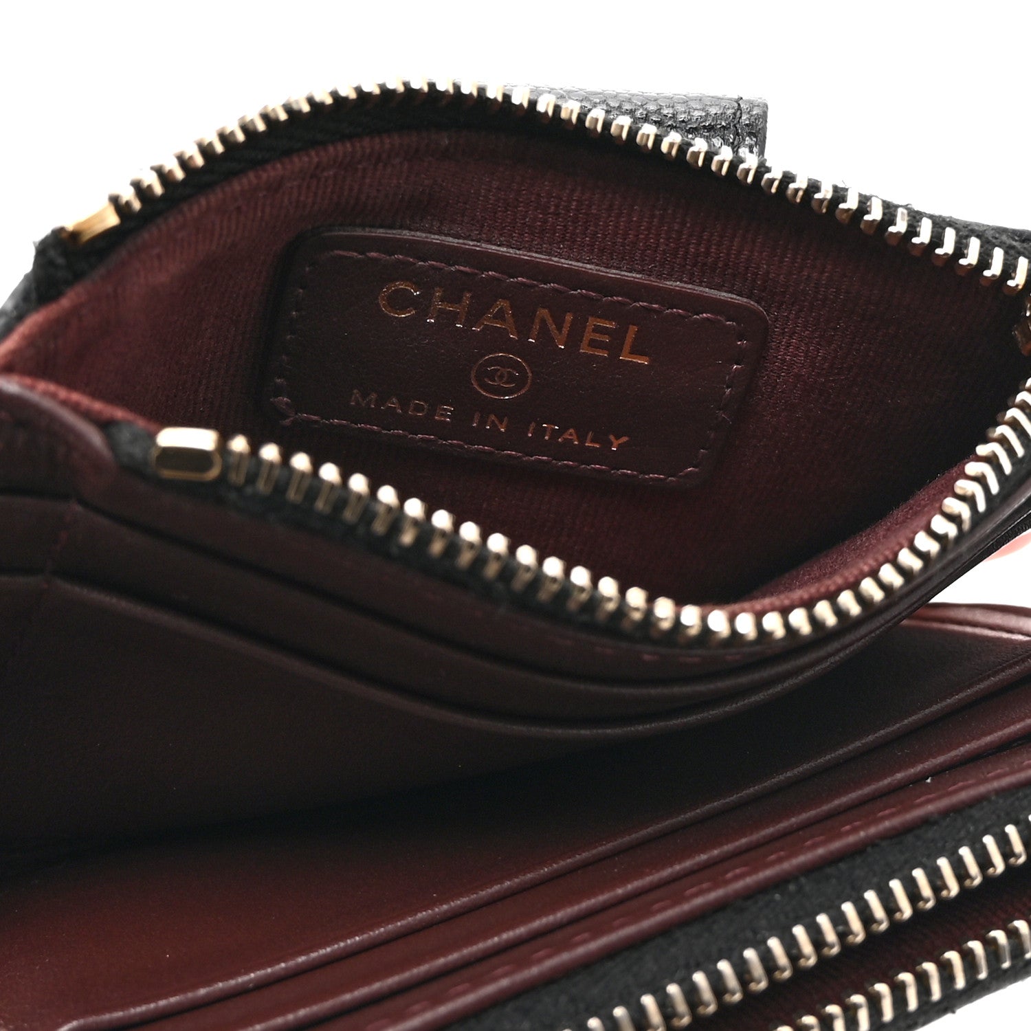 Caviar Quilted Compact Zipped Pocket Wallet Black