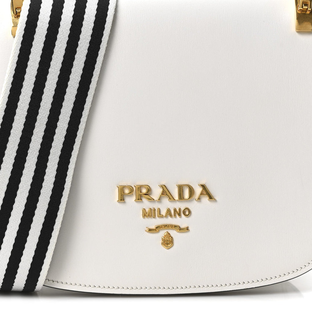 City Calf Striped Pionniere Saddle Bag White Black