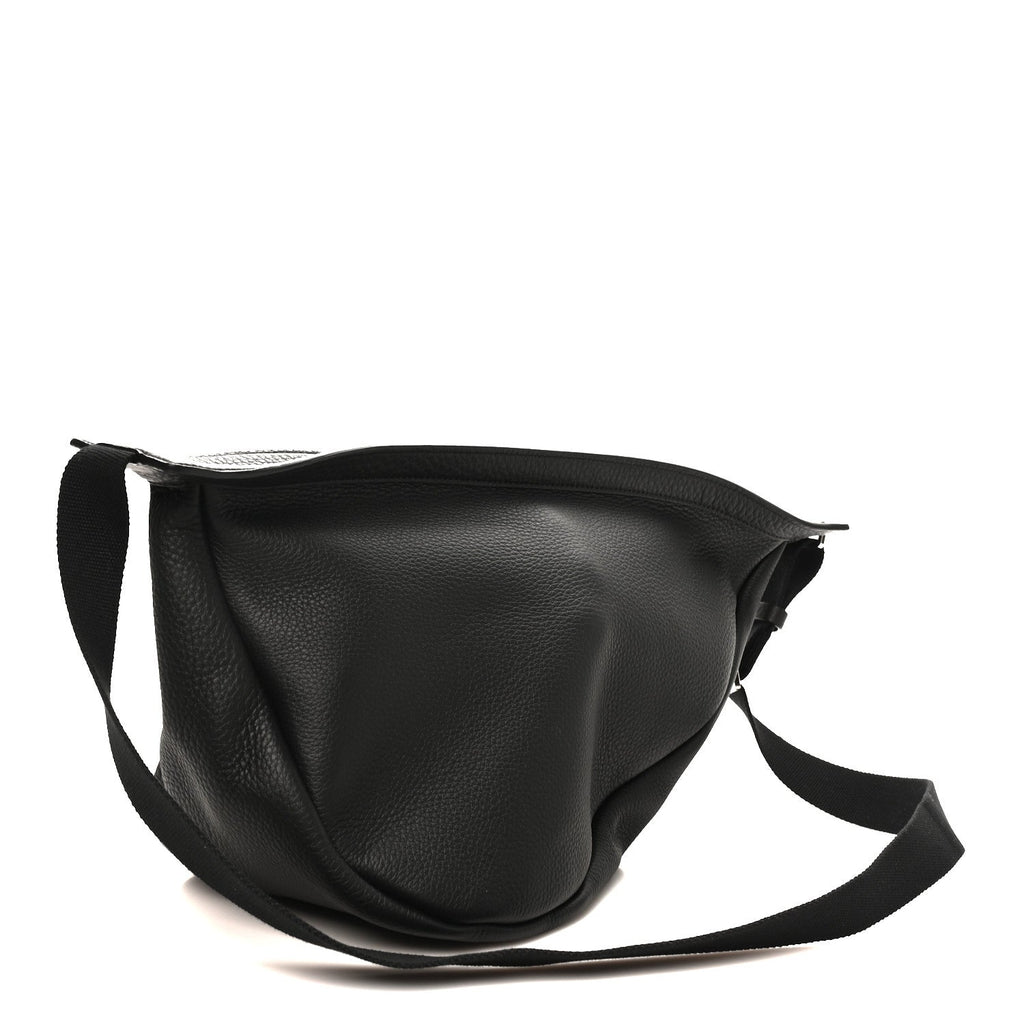 Grained Calfskin Large Slouchy Banana Bag Black