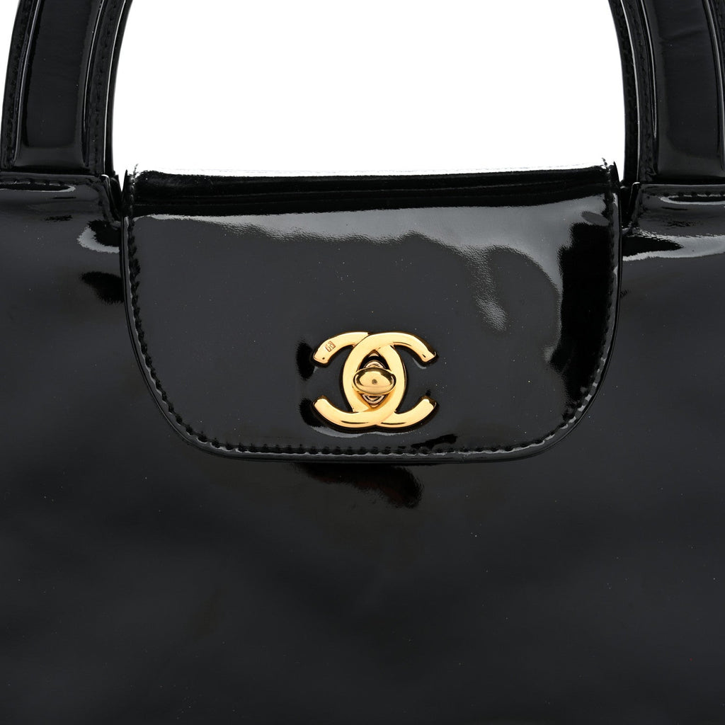 Patent Small Kelly Flap Bag Black