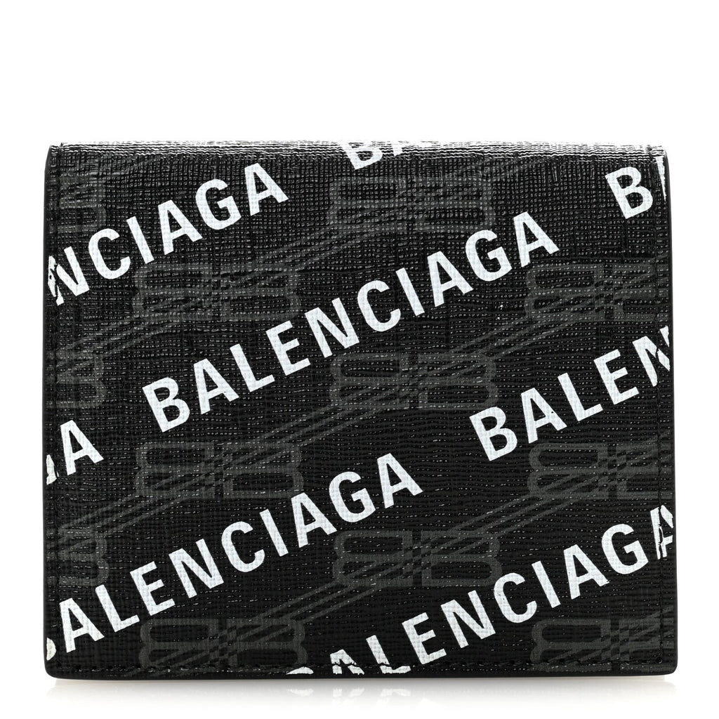 Coated Canvas BB Monogram Allover Logo  Holder Wallet Black Grey White
