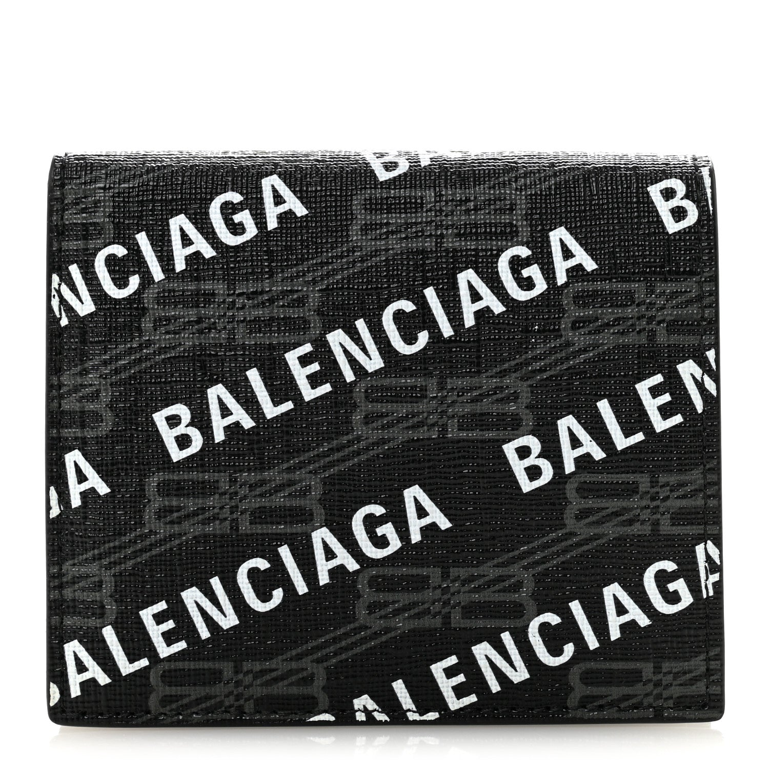 Coated Canvas BB Monogram Allover Logo  Holder Wallet Black Grey White