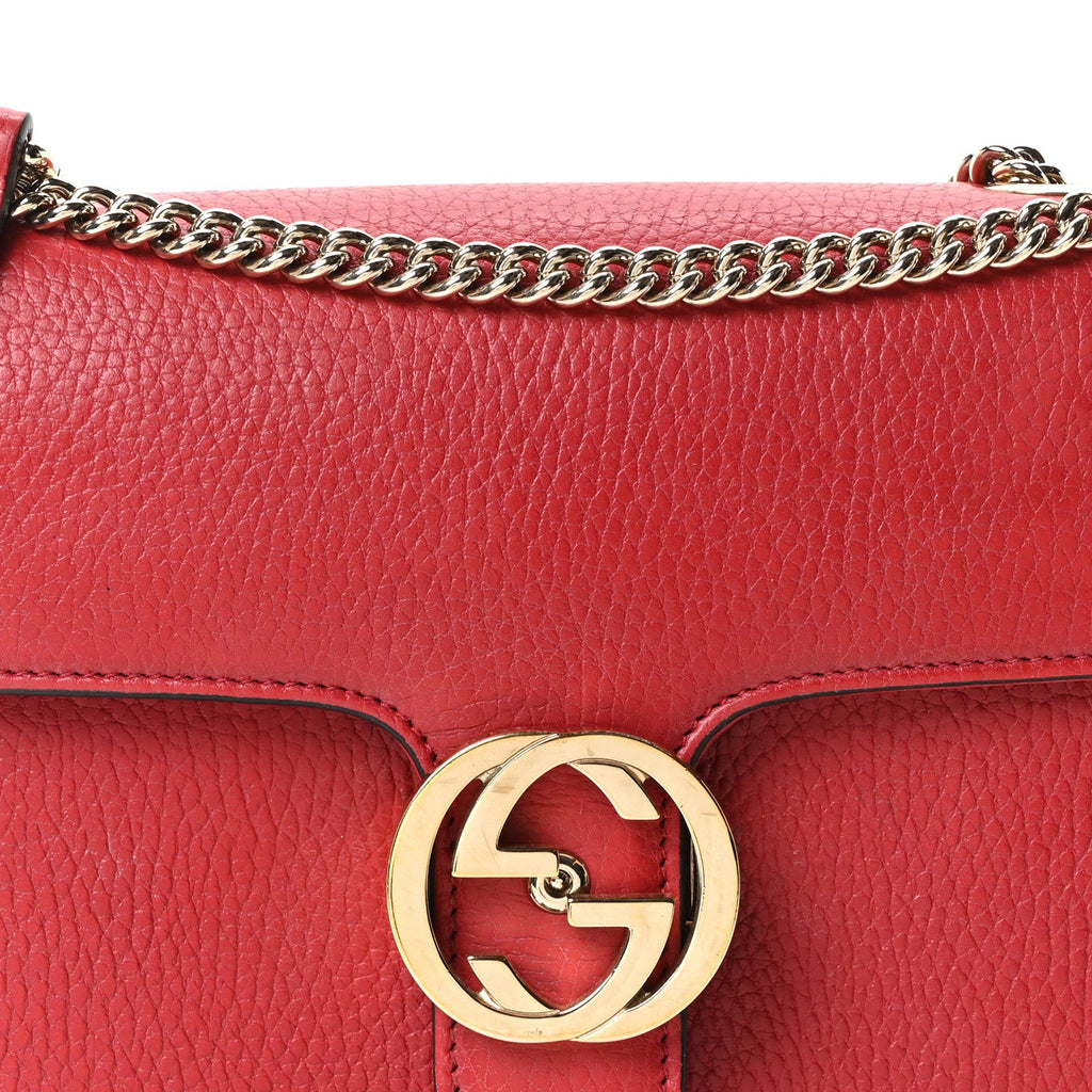 Dollar Calfskin Small Interlocking G Shoulder Bag Red