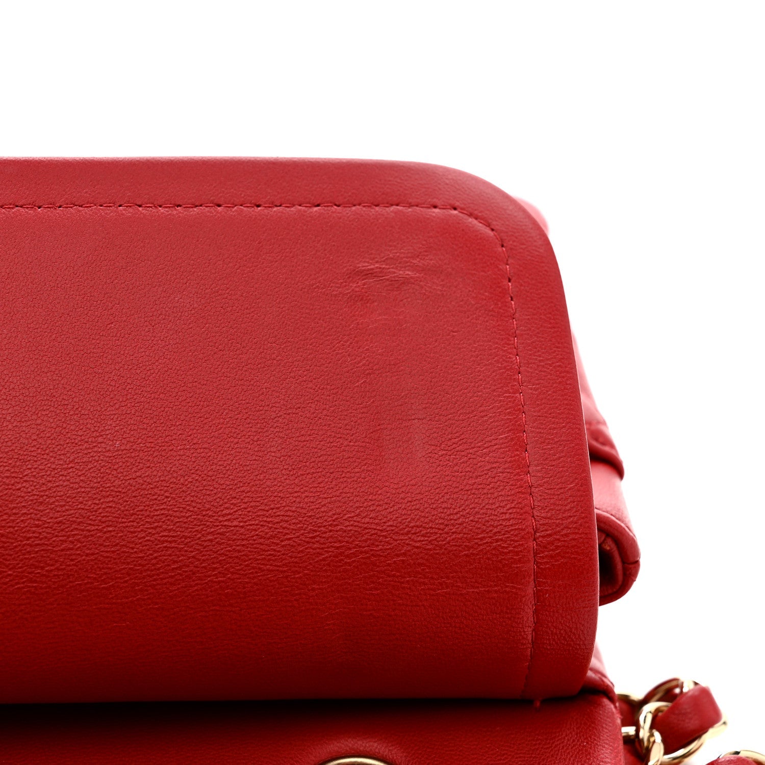 Lambskin Quilted Medium Double Flap Red