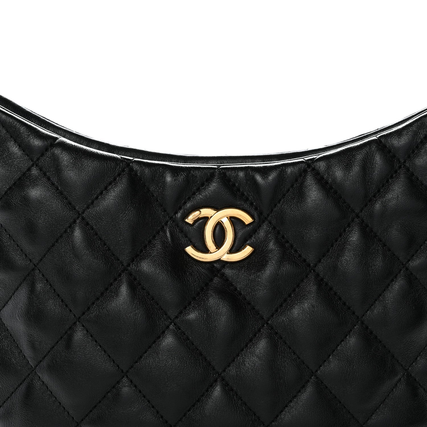 Lambskin Quilted Large CC Links Hobo Black