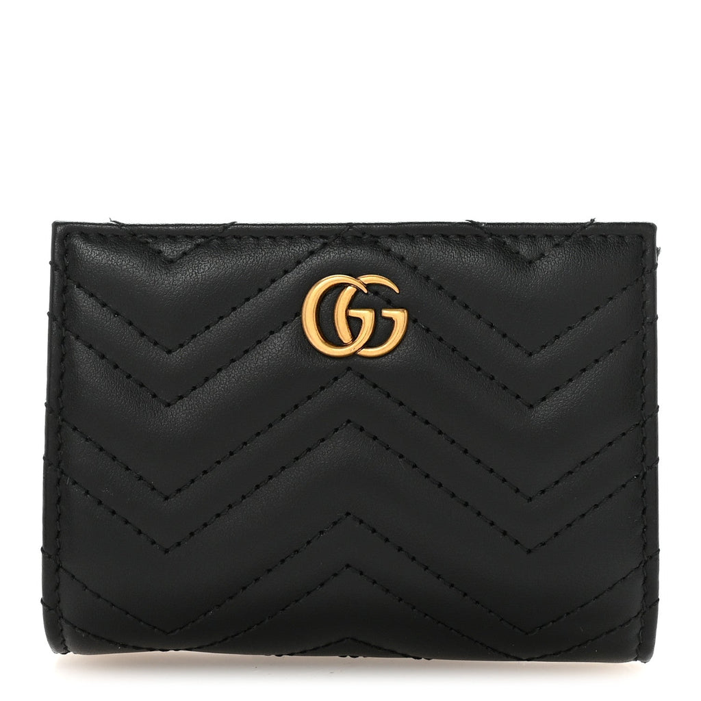 Calfskin Matelasse GG Marmont  Case Wallet Black