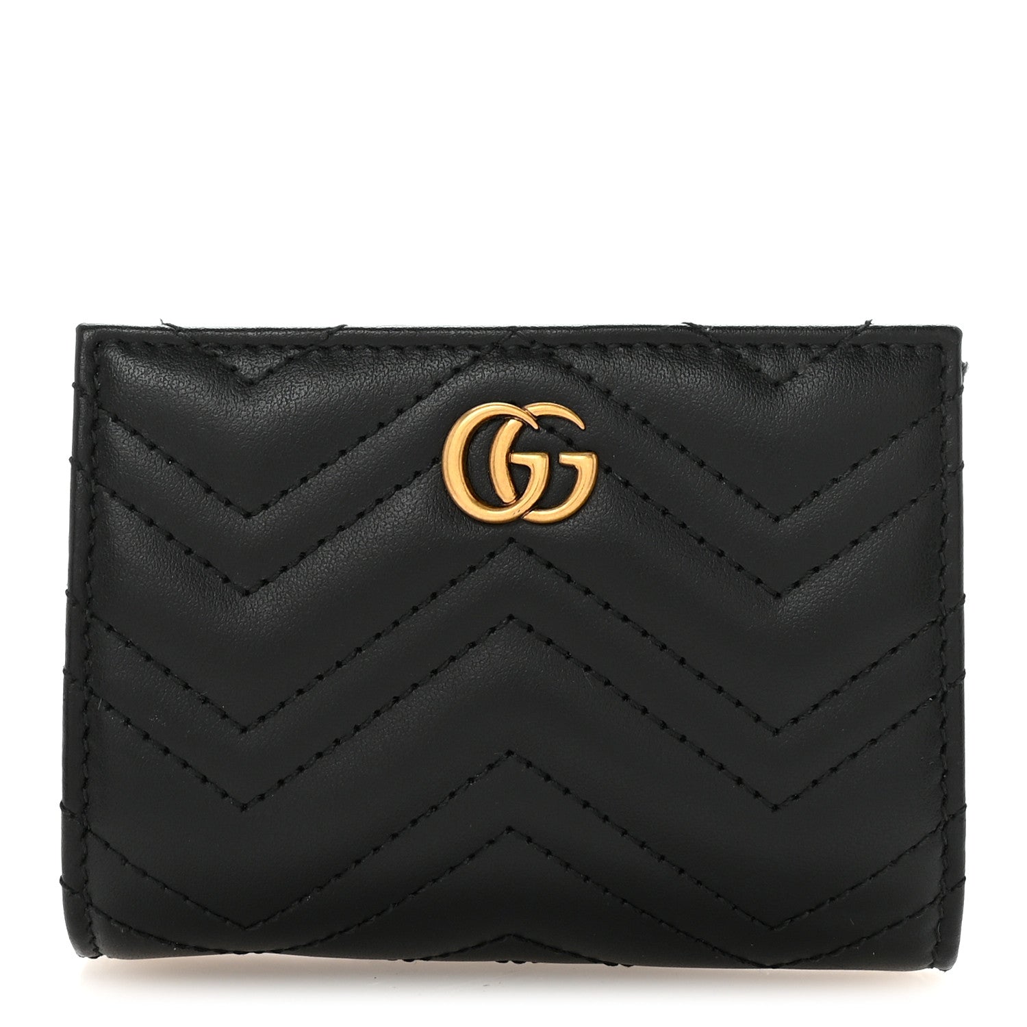 Calfskin Matelasse GG Marmont  Case Wallet Black