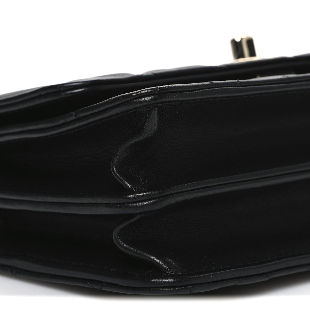 Lambskin Quilted Trendy CC Dual Handle Clutch With Chain Black
