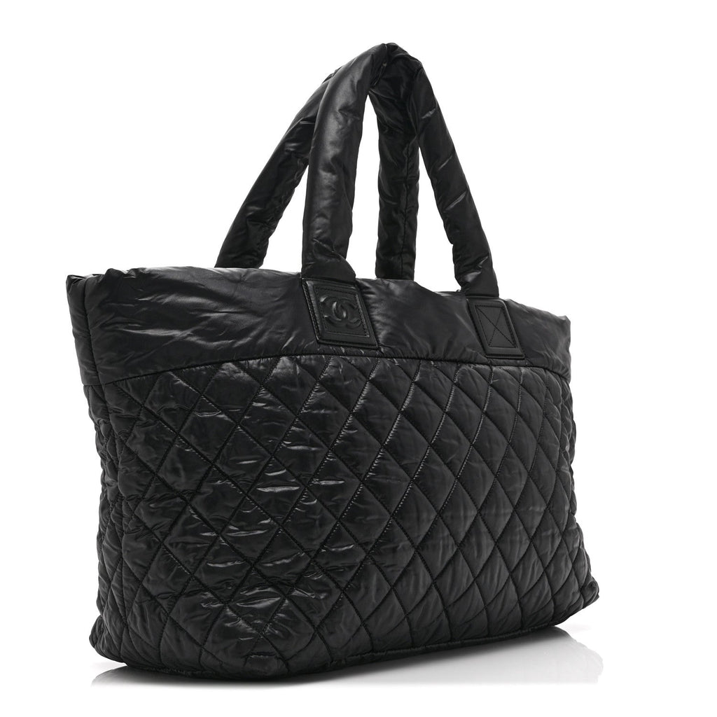 Nylon Quilted Large Coco Cocoon Tote Black