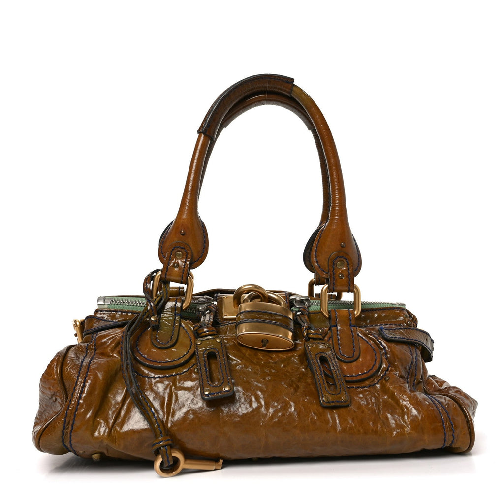 Crinkled Patent Medium Paddington Satchel