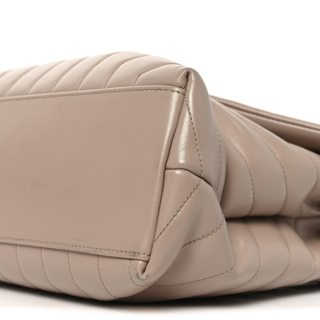 Calfskin Y Quilted Monogram Medium Loulou Chain Satchel Dark Beige