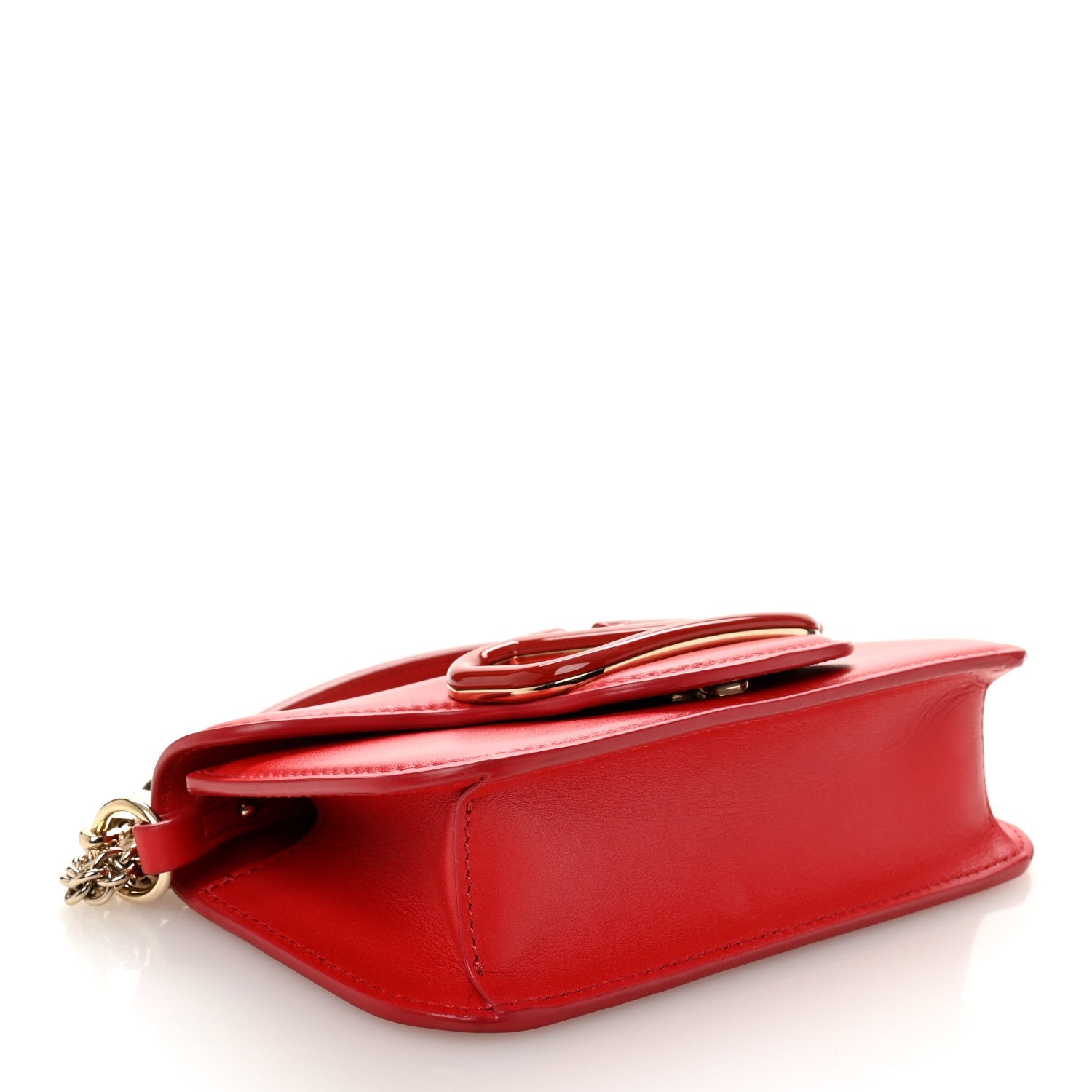 Calfskin Enamel Vlogo Small Loco Shoulder Bag Rouge Pur