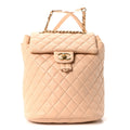 Calfskin Quilted Small Urban Spirit Backpack Beige