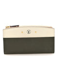 Calfskin City Steamer Wallet Kaki White