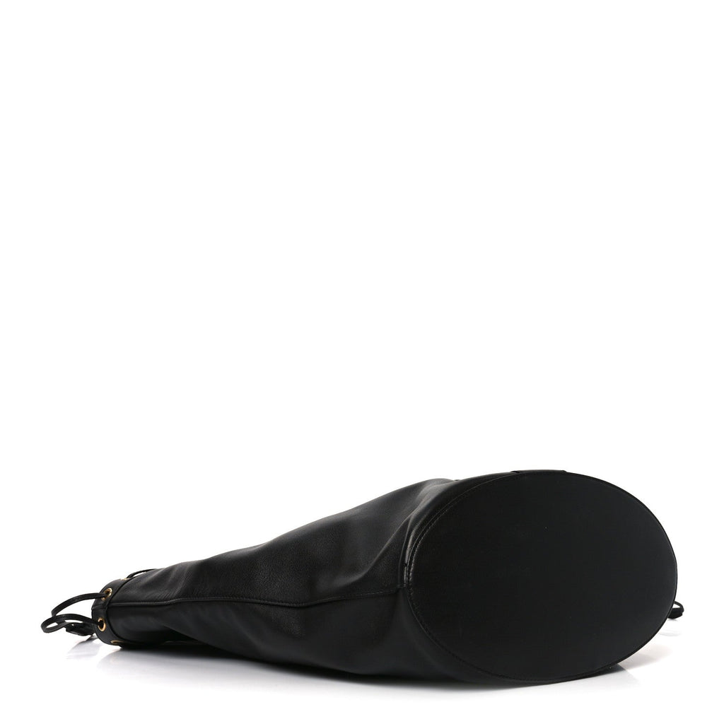 Santorini Lux Calfskin Y Drawstring Tote Black